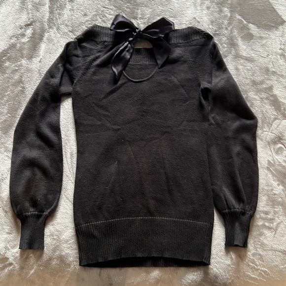 DKNY sequin detail knit sweater w bow in back - Picture 3 of 8